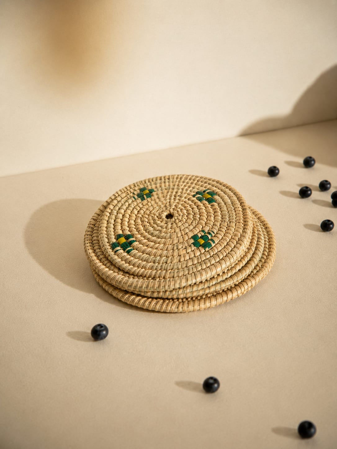 Handwoven Wicker Coaster Set — Kusaya Artisan Collection